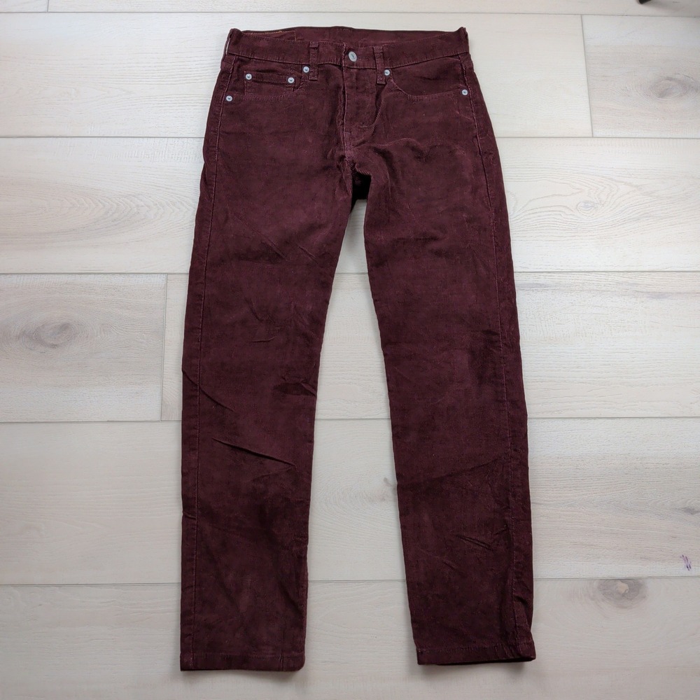 Levis 502 Regular Taper Corduroy Pants Mens 29x30 (Fits 29x29) Burgundy Stretch
